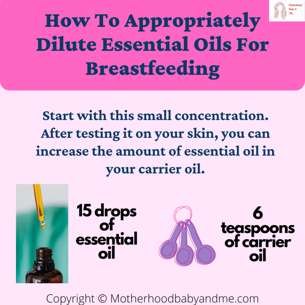 Info graph on how to dilute an essential oil for breastfeeding 