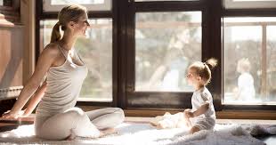 Mom and child working out