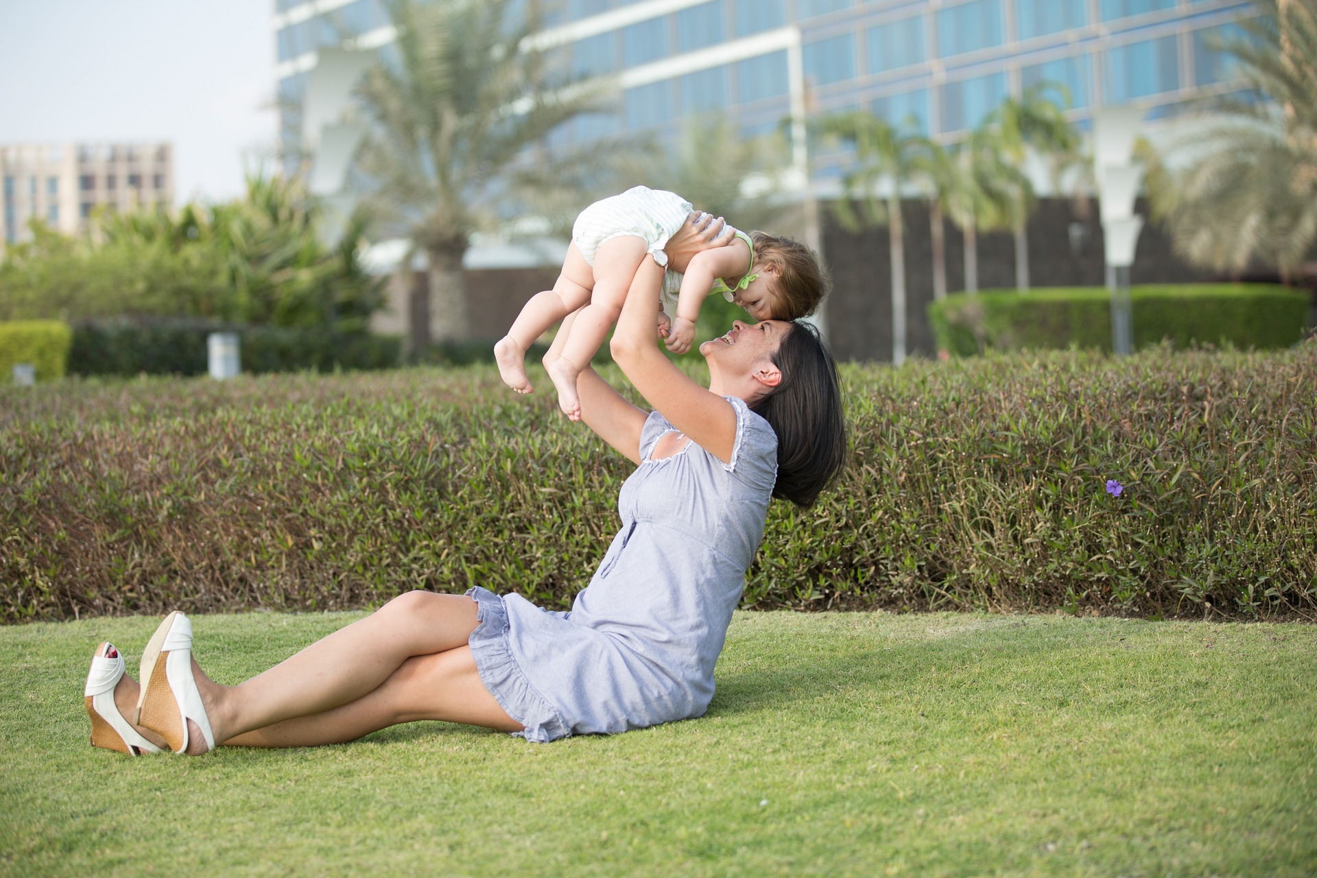 Mother happy with baby