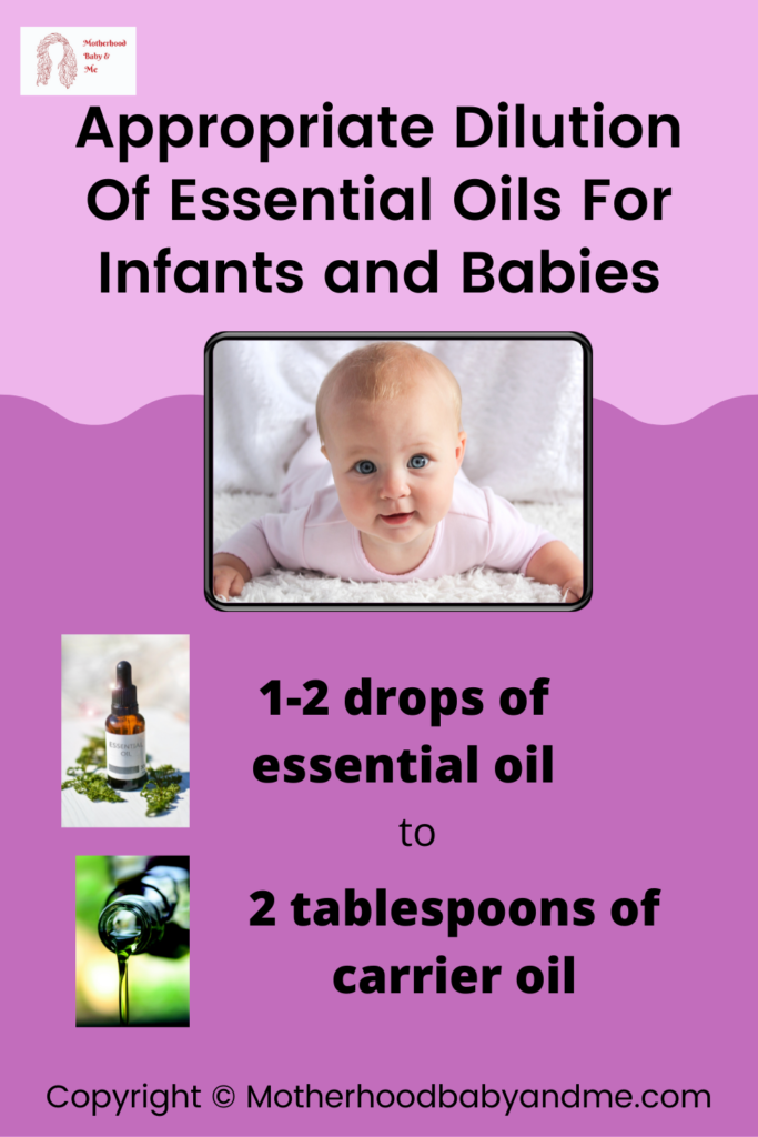 pinterest pin for appropriate dilution of essential oils to massage on infants