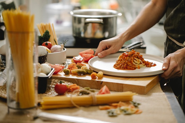 cooking in the kitchen