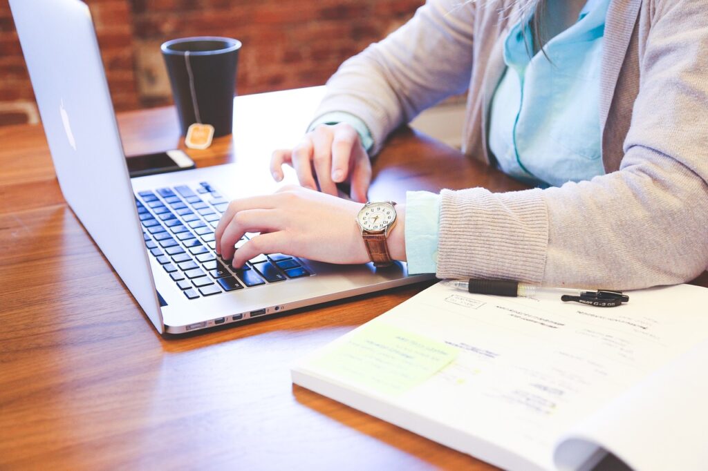 woman on computer