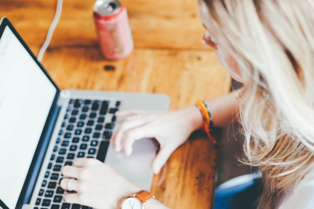 woman on computer