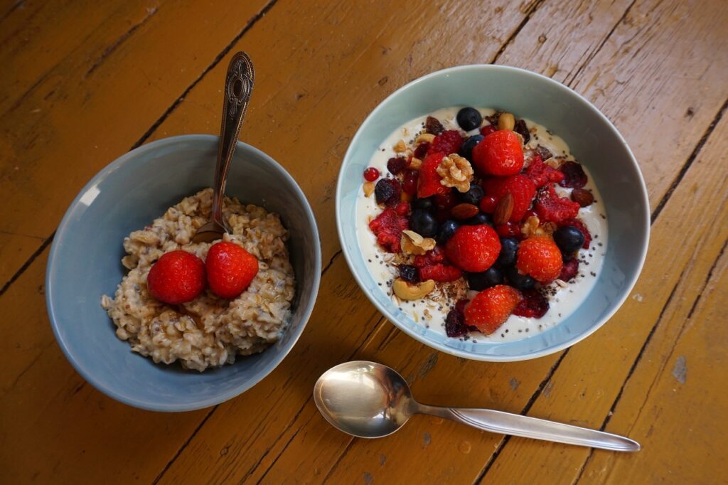 bowl of oatmeal with fruit