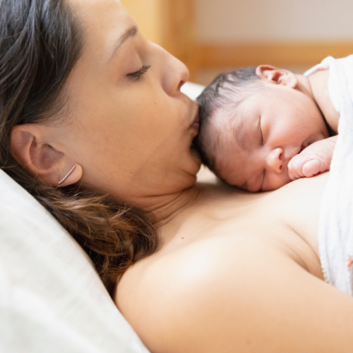 newborn with mom